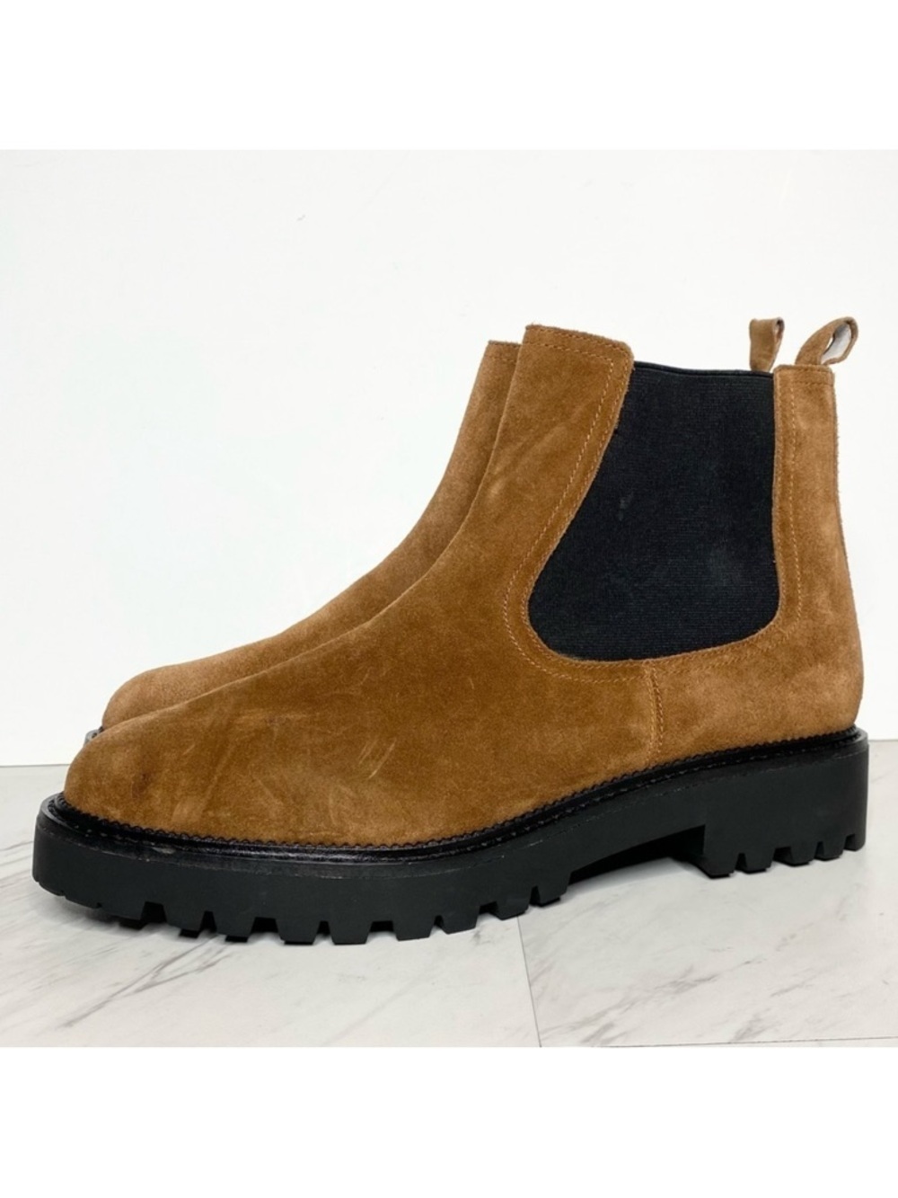 Caslon Miller Lug Sole Brown Suede Chelsea Bootie 13M